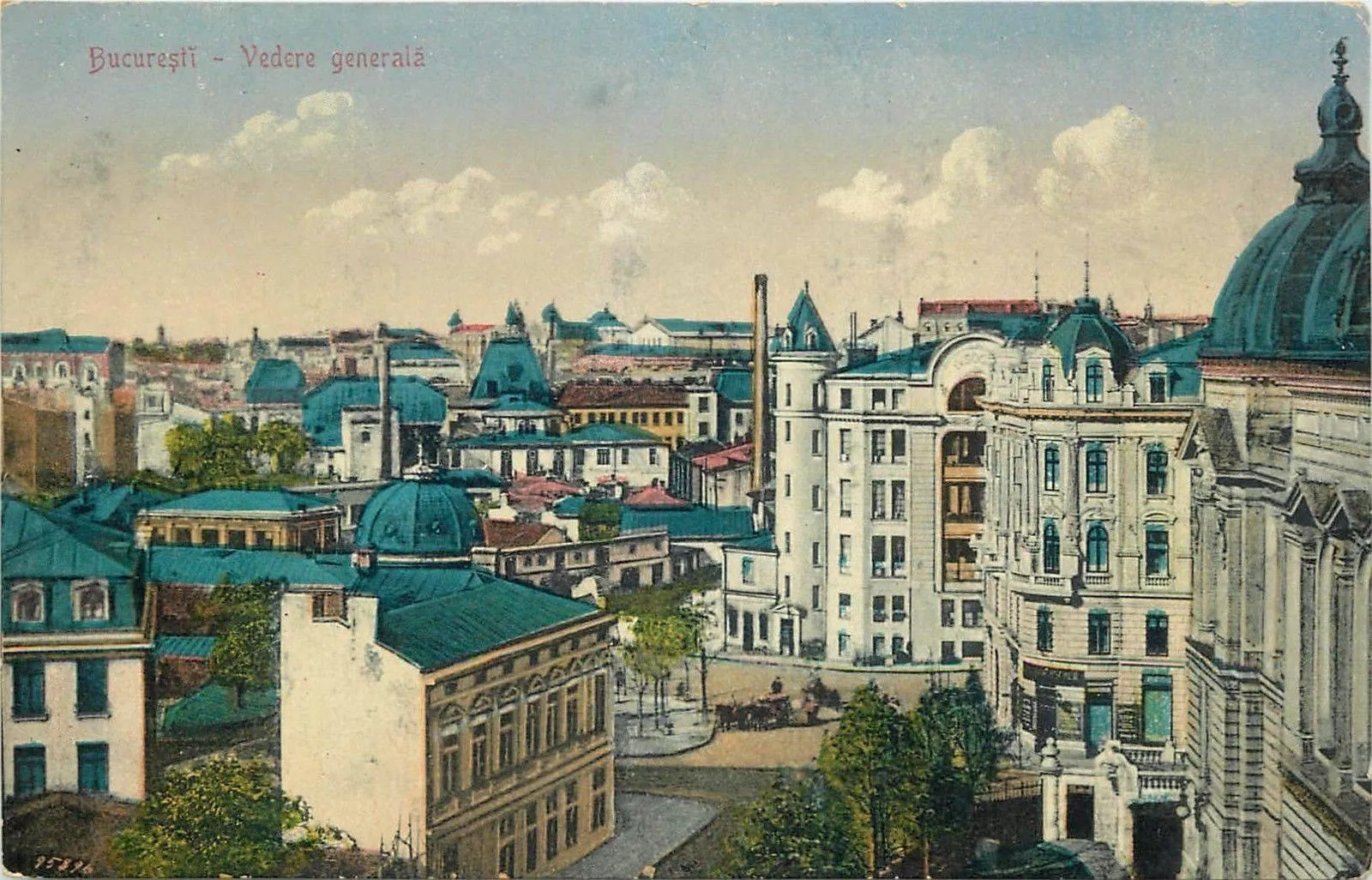 Postcard showing the intersection near the CEC Palace with the Grand Hotel de France and typography buildings, circa 1900