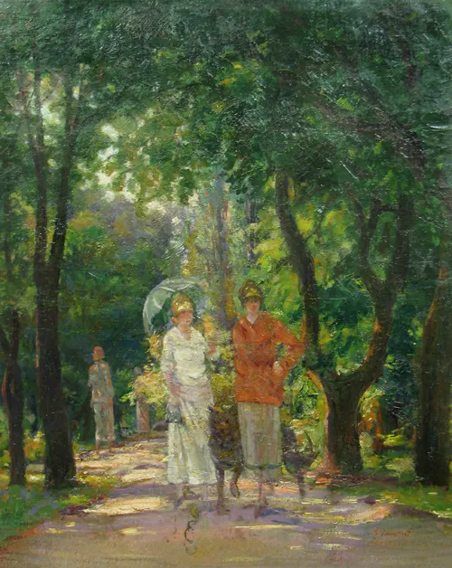 "Plimbare in Cismigiu" pictura de Nicolae Vermont