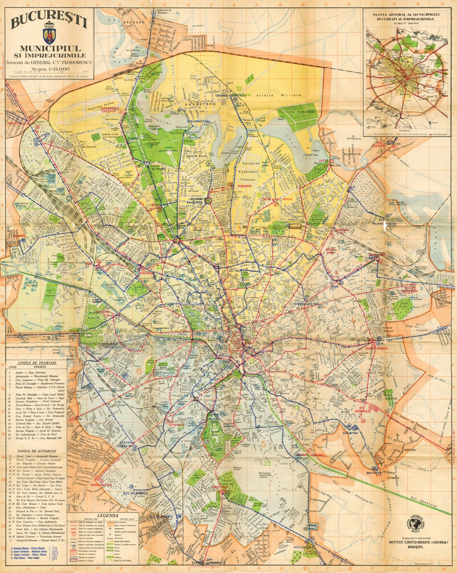 Harta istorica veche a Bucurestiului aratand marginile vestice unde cartierul Drumul Taberei va fi construit ulterior
