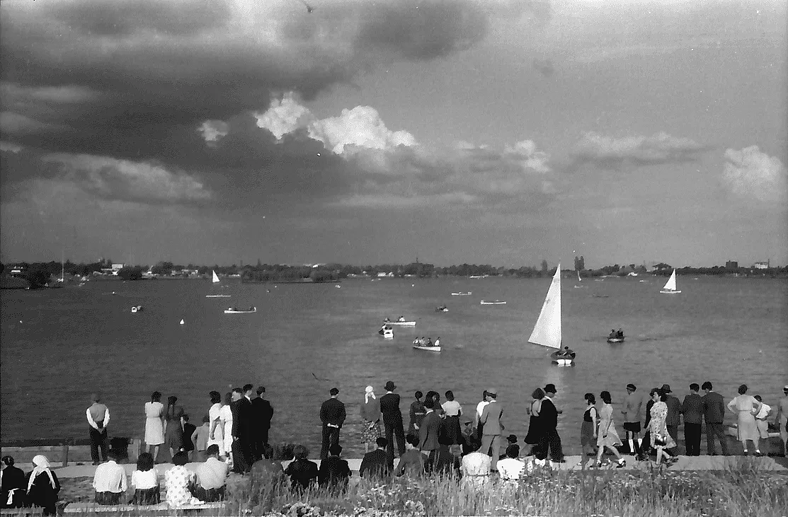 Herastrau Lake seen from the exhibition grounds, Bucharest, 1942