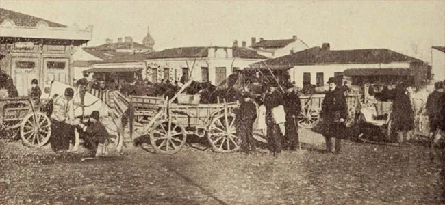 Belle Epoque photograph of the Obor market area in Bucharest, before 1906
