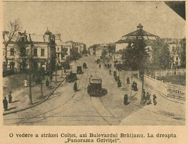 Old photo of Bulevardul Ion C. Bratianu (now Nicolae Balcescu) near University Square, Bucharest, interwar period
