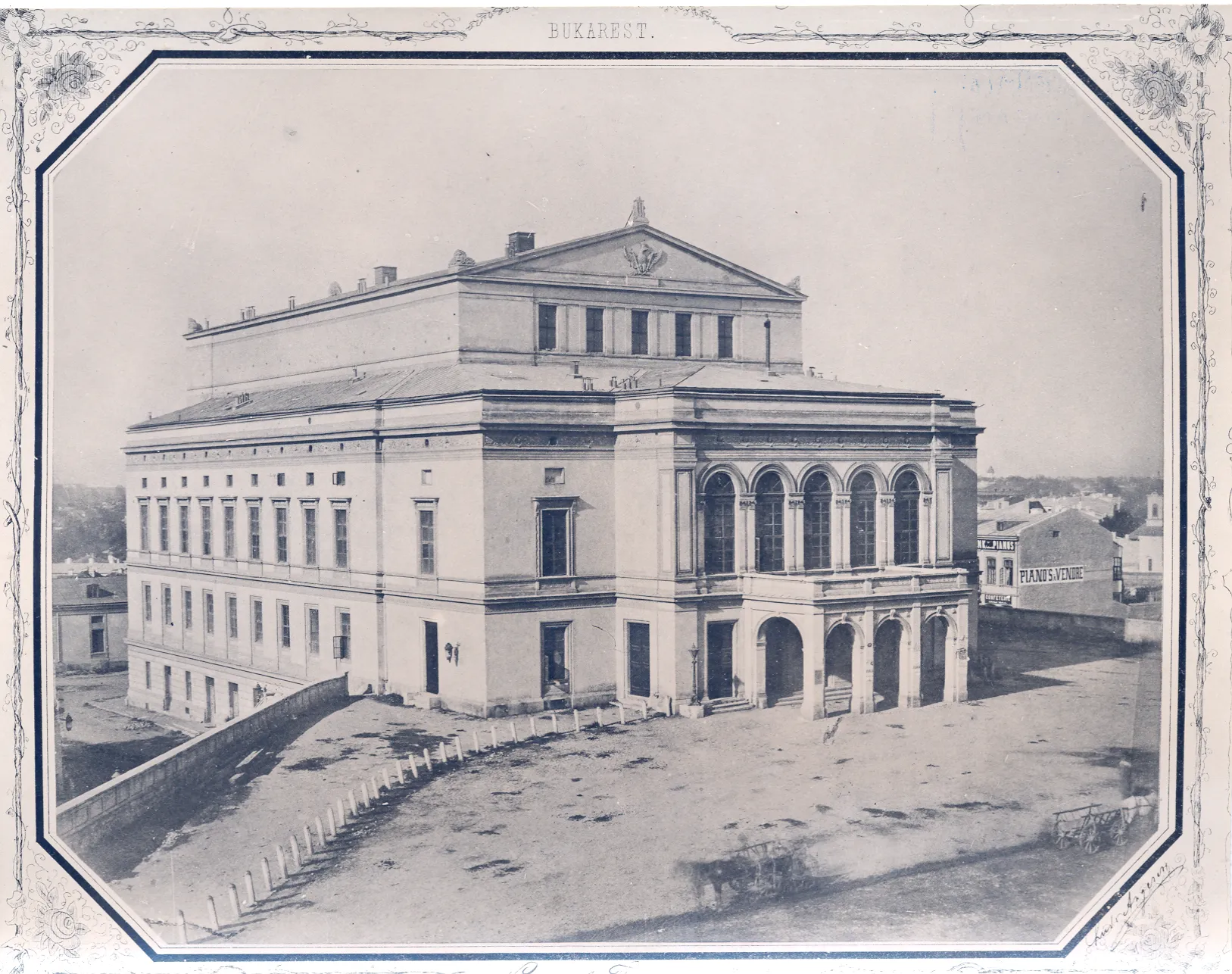 Teatrul National original de pe Calea Victoriei, fotografiat de Ludwig Angerer in 1856