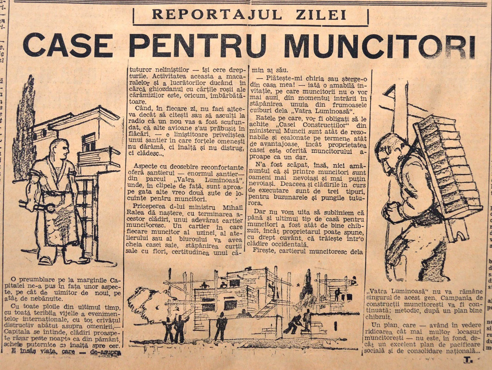 Articol de ziar istoric despre cartierul oras-gradina Vatra Luminoasa din Bucuresti